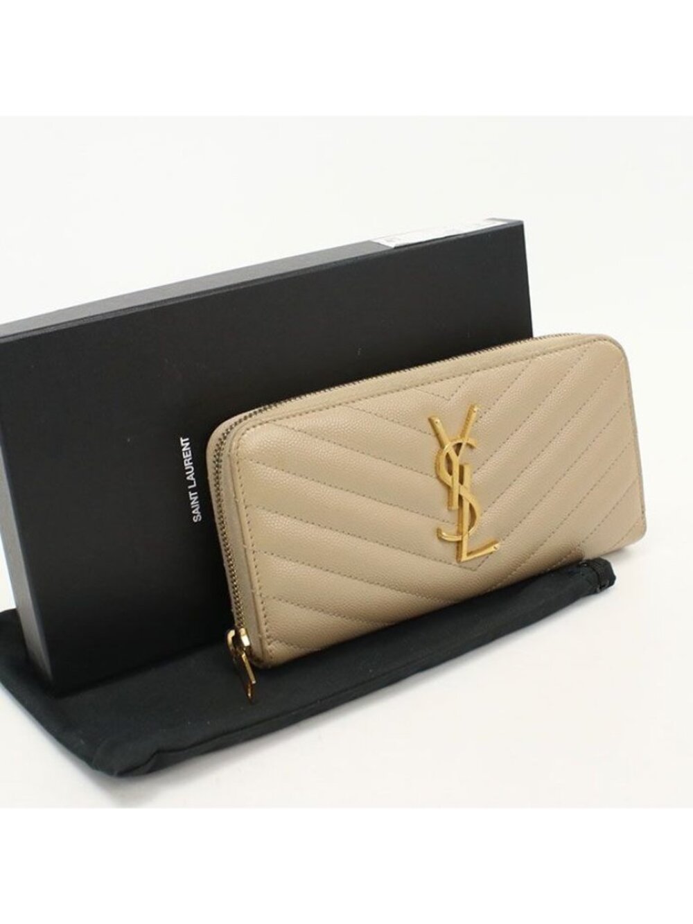 Saint Laurent Monogram Wallet Zip Around Leather